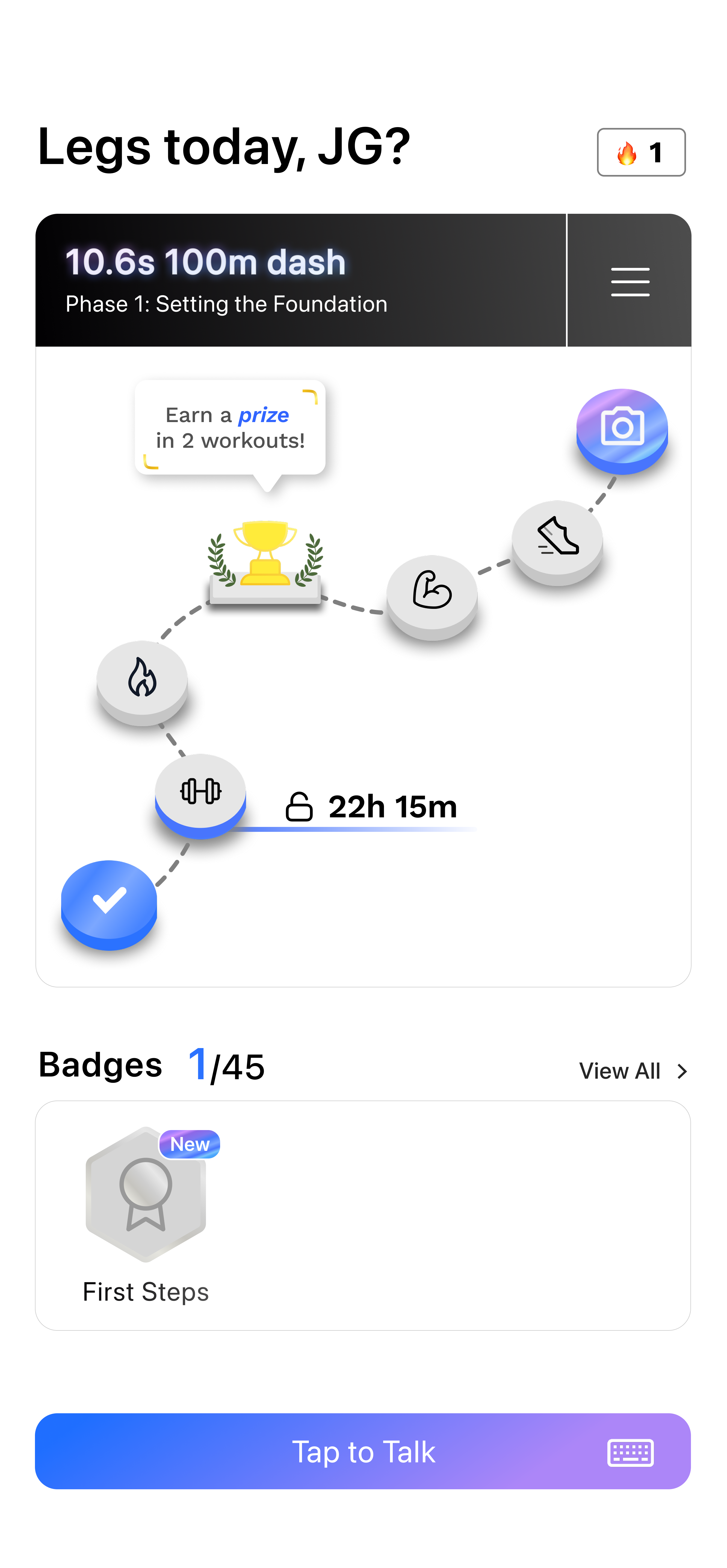 Kino Fitness App Screenshot showing progress tracking